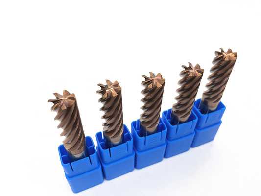 Copper Coated Flat 7 Flutes Solid Carbide End Mills For Metal Customized Tools