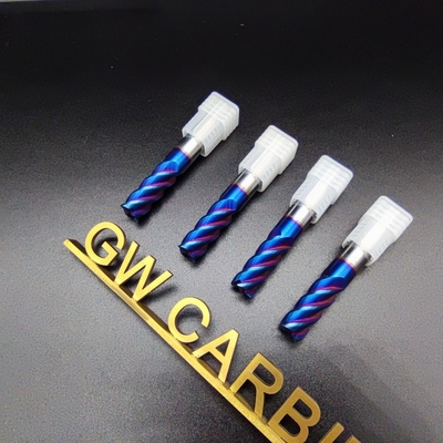 टंगस्टन सॉलिड कार्बाइड फ्लैट एंड मिल 4 बांसुरी HRC65 नीला रंग नैनो लेपित तेज काटने के उपकरण मशीन टूल्स: